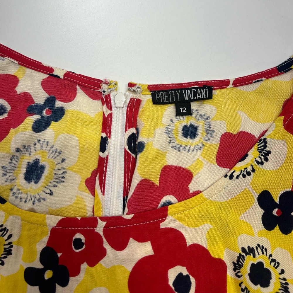 Pretty Vacant Floral Retro Swing Dress Size 12 Yellow and Red - Picture 6 of 15